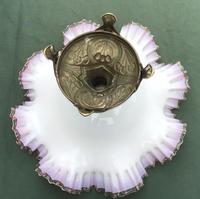 Large Art Nouveau Silver Plated & Fluted Milk Glass Comport (4 of 5) Large Art Nouveau Silver Plated & Fluted Milk Glass Comport (4 of 5)