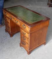 1960's Mahogany Pedestal Desk with Green Leather Inset on Top (3 of 4) 1960's Mahogany Pedestal Desk with Green Leather Inset on Top (3 of 4)
