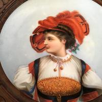 19th Century Hand Painted Circular Porcelain Framed Plaque (4 of 5) 19th Century Hand Painted Circular Porcelain Framed Plaque (4 of 5)