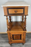 Bedside Table Antique French Walnut Marble Top Cupboard Cabinet (1 of 13)