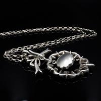 Antique Paste Bow Sterling Silver Drop Pendant and Chain Necklace (8 of 9) Antique Paste Bow Sterling Silver Drop Pendant and Chain Necklace (8 of 9)