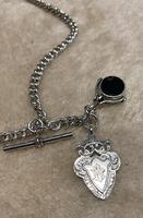 Victorian Silver Double Albert, with t-bar, fob and swivel fob. (2 of 4) Victorian Silver Double Albert, with t-bar, fob and swivel fob. (2 of 4)