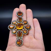 Antique Orange Citrine Paste Sterling Silver Cross Drop Pendant (10 of 10) Antique Orange Citrine Paste Sterling Silver Cross Drop Pendant (10 of 10)