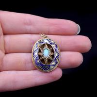 Antique Blue Enamel Opal and Diamond Star 15ct Gold Oval Locket Pendant (10 of 11) Antique Blue Enamel Opal and Diamond Star 15ct Gold Oval Locket Pendant (10 of 11)