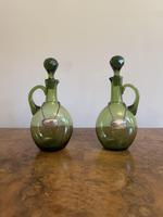 Fine Quality Pair of Antique Victorian Green Glass Spirit Decanters