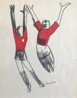 Original Marker Pen Drawing 'Goal!' by Toby Horne Shepherd - Signed & Dated 75 - Provenance; Helen Shepherd (2 of 2) Original Marker Pen Drawing 'Goal!' by Toby Horne Shepherd - Signed & Dated 75 - Provenance; Helen Shepherd (2 of 2)