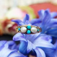 Antique Victorian 15ct Gold Turquoise & Pearl Ring (4 of 9) Antique Victorian 15ct Gold Turquoise & Pearl Ring (4 of 9)