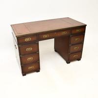 Mahogany Military Campaign Style Pedestal Desk