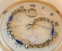 Antique Pocket Watch Chain 1920s Art Nouveau Chrome & Vivid Blue Glass Albert (3 of 11) Antique Pocket Watch Chain 1920s Art Nouveau Chrome & Vivid Blue Glass Albert (3 of 11)