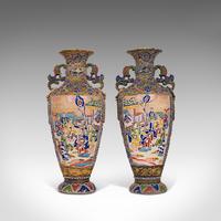 Pair Of Tall Antique Satsuma Vases, Japanese, Ceramic, Decorative, Moriage, 1900 (9 of 12) Pair Of Tall Antique Satsuma Vases, Japanese, Ceramic, Decorative, Moriage, 1900 (9 of 12)