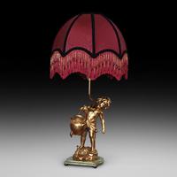 19thc French Gilt Bronze Figural Lamp Base