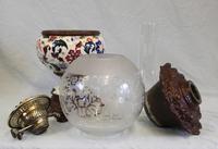 Antique Pottery Oil Lamp & Shade Globe (10 of 12) Antique Pottery Oil Lamp & Shade Globe (10 of 12)