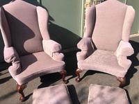Pair of Antique English Upholstered Wing Armchairs (10 of 10) Pair of Antique English Upholstered Wing Armchairs (10 of 10)