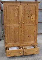 1960s Country Pine 2 Door Wardrobe with Base Drawers and Carved Detail (5 of 5) 1960s Country Pine 2 Door Wardrobe with Base Drawers and Carved Detail (5 of 5)