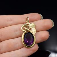 Antique Amethyst Paste Oval Rolled Gold Ivy Leaf Pendant (7 of 9) Antique Amethyst Paste Oval Rolled Gold Ivy Leaf Pendant (7 of 9)
