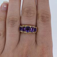 Vintage Amethyst and Diamond Chunky Scroll Five Stone 9ct 9K Yellow Gold Ring Band (4 of 10) Vintage Amethyst and Diamond Chunky Scroll Five Stone 9ct 9K Yellow Gold Ring Band (4 of 10)