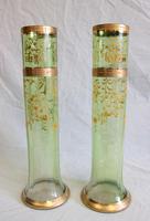Antique Pair Moser Karlsbad Tall Green Glass Vases (5 of 10) Antique Pair Moser Karlsbad Tall Green Glass Vases (5 of 10)