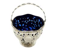 Antique Sterling Silver Basket with Scenes & Blue Glass Liner 1901 (8 of 11) Antique Sterling Silver Basket with Scenes & Blue Glass Liner 1901 (8 of 11)