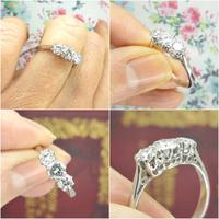 Vintage 18ct white gold transitional cut VS diamond trilogy ring 0.75ct (8 of 10) Vintage 18ct white gold transitional cut VS diamond trilogy ring 0.75ct (8 of 10)