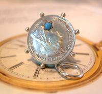 Pocket Watch Chain Coin Fob Victorian Silver Three Pence 1897