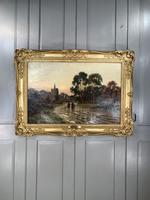 Antique Victorian Landscape Oil Painting In Gilt Gesso Frame Entitled Sunday Evening by R Halfnight (10 of 10) Antique Victorian Landscape Oil Painting In Gilt Gesso Frame Entitled Sunday Evening by R Halfnight (10 of 10)