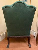 George II Style Solid Mahogany Ornately Carved Wing Armchair (9 of 10) George II Style Solid Mahogany Ornately Carved Wing Armchair (9 of 10)