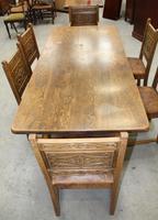 1900's French Oak Refectory Table with Set 6 Oak Chairs +Leather Embossed Seats. (4 of 9) 1900's French Oak Refectory Table with Set 6 Oak Chairs +Leather Embossed Seats. (4 of 9)