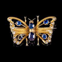Antique Victorian Sapphire Pearl Butterfly Brooch 15ct Gold 1.20ct Sapphire Circa 1890 (5 of 5) Antique Victorian Sapphire Pearl Butterfly Brooch 15ct Gold 1.20ct Sapphire Circa 1890 (5 of 5)