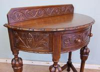 Antique Jacobean Style Carved Oak Demi Lune Side Table (3 of 8) Antique Jacobean Style Carved Oak Demi Lune Side Table (3 of 8)