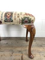 Antique Walnut Stool with Fabric Seat (M-590b) (2 of 10) Antique Walnut Stool with Fabric Seat (M-590b) (2 of 10)