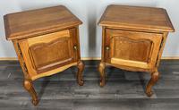 French Vintage Oak Bedside Tables Pair Cupboards Cabinets LOT 3944