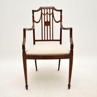 Pair of Antique Edwardian Inlaid Mahogany Armchairs (5 of 12) Pair of Antique Edwardian Inlaid Mahogany Armchairs (5 of 12)