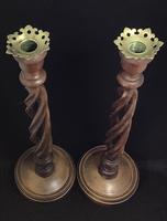 Pair of Tall Edwardian Mahogany Open Twist Candlesticks (5 of 6) Pair of Tall Edwardian Mahogany Open Twist Candlesticks (5 of 6)
