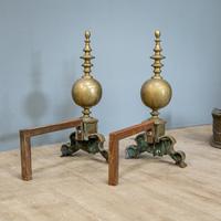 Victorian Brass Andirons & Fender (3 of 9) Victorian Brass Andirons & Fender (3 of 9)