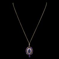 Antique Victorian Amethyst Pearl Pendant Necklace 9ct Gold 12ct Amethyst c.1900 (4 of 8) Antique Victorian Amethyst Pearl Pendant Necklace 9ct Gold 12ct Amethyst c.1900 (4 of 8)