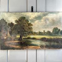 Antique English River Landscape Oil Painting After Constable Signed R Watts 1843 (3 of 10) Antique English River Landscape Oil Painting After Constable Signed R Watts 1843 (3 of 10)