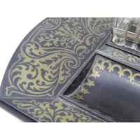 19th Century Brass Inlaid Twin Inkwell Stand c.1850 (7 of 7) 19th Century Brass Inlaid Twin Inkwell Stand c.1850 (7 of 7)