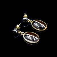 Antique Banded Bullseye Agate Yellow Gold on Silver Drop Dangle Earrings (2 of 6) Antique Banded Bullseye Agate Yellow Gold on Silver Drop Dangle Earrings (2 of 6)