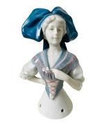 Large Antique William Goebel Delft Style Alsace Peasant Lady Pin Cushion Half Doll