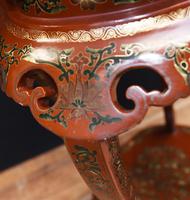 Chinese Pedestal Stand Table in Cinnabar Lacquer Chinoiserie (21 of 26) Chinese Pedestal Stand Table in Cinnabar Lacquer Chinoiserie (21 of 26)