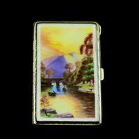 English Solid Silver Enamel Cigarette Case with Landscape Scene - A.J.P London 1927 (2 of 14) English Solid Silver Enamel Cigarette Case with Landscape Scene - A.J.P London 1927 (2 of 14)