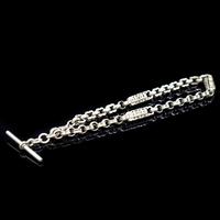 Antique Fancy Link Short Silver Albert Watch Chain with Dog Clip and T-Bar (7 of 8) Antique Fancy Link Short Silver Albert Watch Chain with Dog Clip and T-Bar (7 of 8)