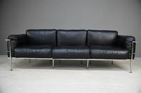 LC3 Style Black Leather & Chrome 3 Seater Sofa (7 of 22) LC3 Style Black Leather & Chrome 3 Seater Sofa (7 of 22)