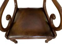 Mahogany Scroll Armchair with Brown Leather Seat (4 of 7) Mahogany Scroll Armchair with Brown Leather Seat (4 of 7)