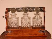 Liquor Cellar / Tantalus In Silver Metal And Oak Three Crystal Bottles - 19th Century (9 of 10) Liquor Cellar / Tantalus In Silver Metal And Oak Three Crystal Bottles - 19th Century (9 of 10)