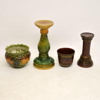 Pair of Antique Majolica Porcelain Plant Stands (2 of 12) Pair of Antique Majolica Porcelain Plant Stands (2 of 12)