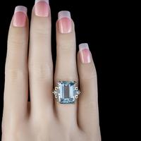 Vintage Aquamarine Diamond Ring 14ct Gold 12ct Emerald Cut Aqua (5 of 8) Vintage Aquamarine Diamond Ring 14ct Gold 12ct Emerald Cut Aqua (5 of 8)