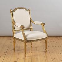 Pair of Large 19th Century Louis XV1 Style French Gilt Armchairs (6 of 10) Pair of Large 19th Century Louis XV1 Style French Gilt Armchairs (6 of 10)