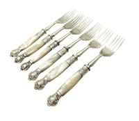 Set of 6 Antique Sterling Silver & Mother of Pearl Desert Forks 1903 / 1904 (8 of 10) Set of 6 Antique Sterling Silver & Mother of Pearl Desert Forks 1903 / 1904 (8 of 10)