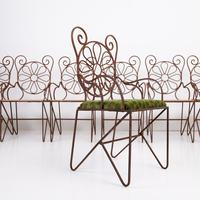 Set of 8 Mid Century Iron Garden Chairs